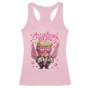 Funny Cupid Trump Valentine's Day Racerback Tank Top Sucker For You Cupid Hearts TS11 Light Pink Print Your Wear