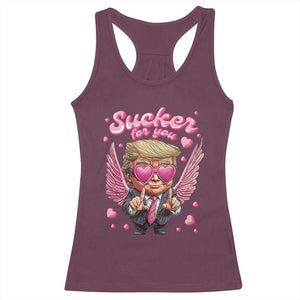 Funny Cupid Trump Valentine's Day Racerback Tank Top Sucker For You Cupid Hearts TS11 Maroon Print Your Wear
