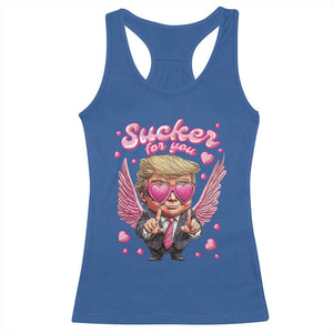 Funny Cupid Trump Valentine's Day Racerback Tank Top Sucker For You Cupid Hearts TS11 Royal Blue Print Your Wear