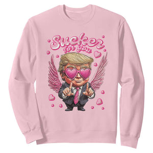 Funny Cupid Trump Valentine's Day Sweatshirt Sucker For You Cupid Hearts TS11 Light Pink Print Your Wear
