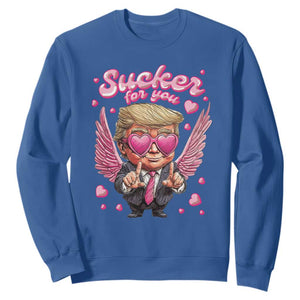 Funny Cupid Trump Valentine's Day Sweatshirt Sucker For You Cupid Hearts TS11 Royal Blue Print Your Wear
