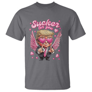 Funny Cupid Trump Valentine's Day T Shirt Sucker For You Cupid Hearts TS11 Charcoal Print Your Wear