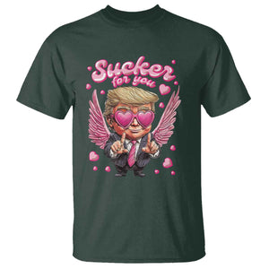 Funny Cupid Trump Valentine's Day T Shirt Sucker For You Cupid Hearts TS11 Dark Forest Green Print Your Wear