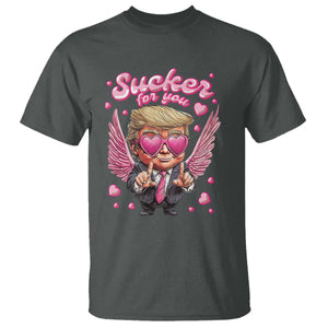 Funny Cupid Trump Valentine's Day T Shirt Sucker For You Cupid Hearts TS11 Dark Heather Print Your Wear