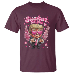 Funny Cupid Trump Valentine's Day T Shirt Sucker For You Cupid Hearts TS11 Maroon Print Your Wear