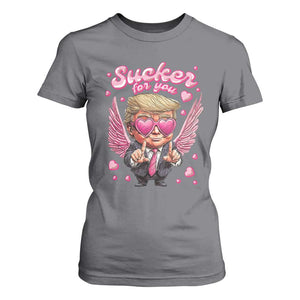 Funny Cupid Trump Valentine's Day T Shirt For Women Sucker For You Cupid Hearts TS11 Charcoal Print Your Wear