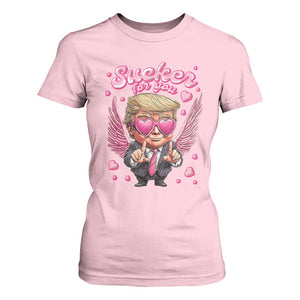 Funny Cupid Trump Valentine's Day T Shirt For Women Sucker For You Cupid Hearts TS11 Light Pink Print Your Wear