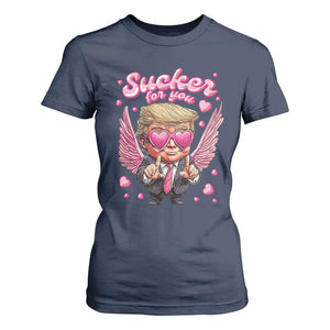 Funny Cupid Trump Valentine's Day T Shirt For Women Sucker For You Cupid Hearts TS11 Navy Print Your Wear