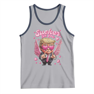 Funny Cupid Trump Valentine's Day Tank Top Sucker For You Cupid Hearts TS11 Athletic Heather Navy Print Your Wear