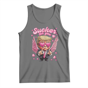 Funny Cupid Trump Valentine's Day Tank Top Sucker For You Cupid Hearts TS11 Black Heather Print Your Wear