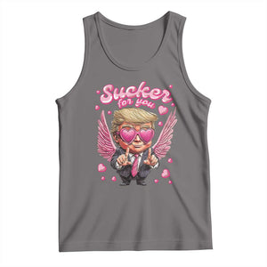 Funny Cupid Trump Valentine's Day Tank Top Sucker For You Cupid Hearts TS11 Deep Heather Print Your Wear