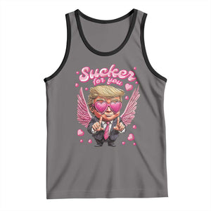 Funny Cupid Trump Valentine's Day Tank Top Sucker For You Cupid Hearts TS11 Deep Heather Black Print Your Wear