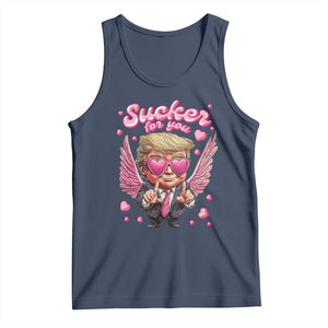 Funny Cupid Trump Valentine's Day Tank Top Sucker For You Cupid Hearts TS11 Navy Print Your Wear