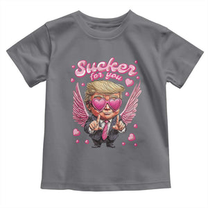 Funny Cupid Trump Valentine's Day Toddler T Shirt Sucker For You Cupid Hearts TS11 Charcoal Print Your Wear