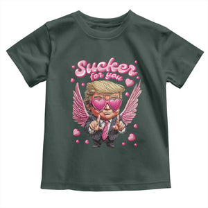 Funny Cupid Trump Valentine's Day Toddler T Shirt Sucker For You Cupid Hearts TS11 Dark Forest Green Print Your Wear