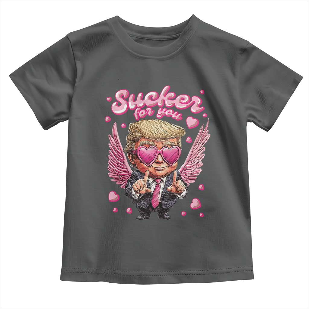 Funny Cupid Trump Valentine's Day Toddler T Shirt Sucker For You Cupid Hearts TS11 Dark Heather Print Your Wear