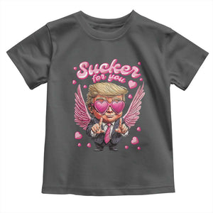 Funny Cupid Trump Valentine's Day Toddler T Shirt Sucker For You Cupid Hearts TS11 Dark Heather Print Your Wear