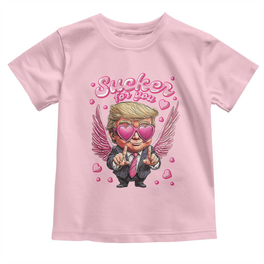 Funny Cupid Trump Valentine's Day Toddler T Shirt Sucker For You Cupid Hearts TS11 Light Pink Print Your Wear