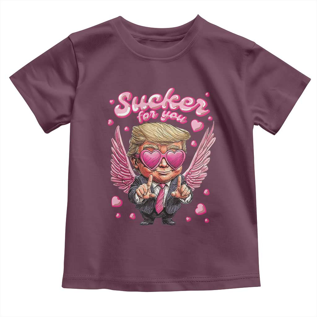 Funny Cupid Trump Valentine's Day Toddler T Shirt Sucker For You Cupid Hearts TS11 Maroon Print Your Wear