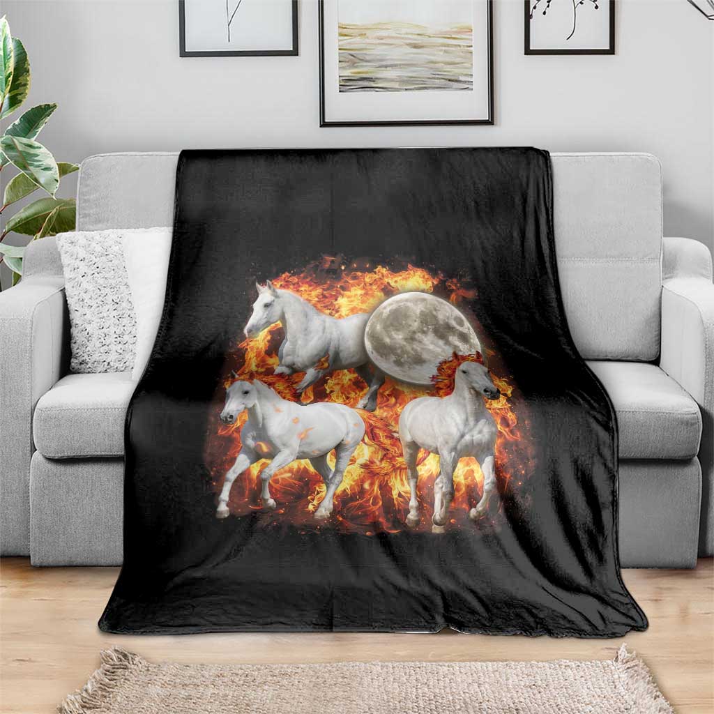 3 Fire Horses Moon Equestrian Throw Blanket Year Of The Fire Horse Joke TS11 Print Your Wear