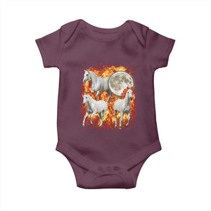 3 Fire Horses Moon Equestrian Baby Onesie Year Of The Fire Horse Joke TS11 Maroon Print Your Wear