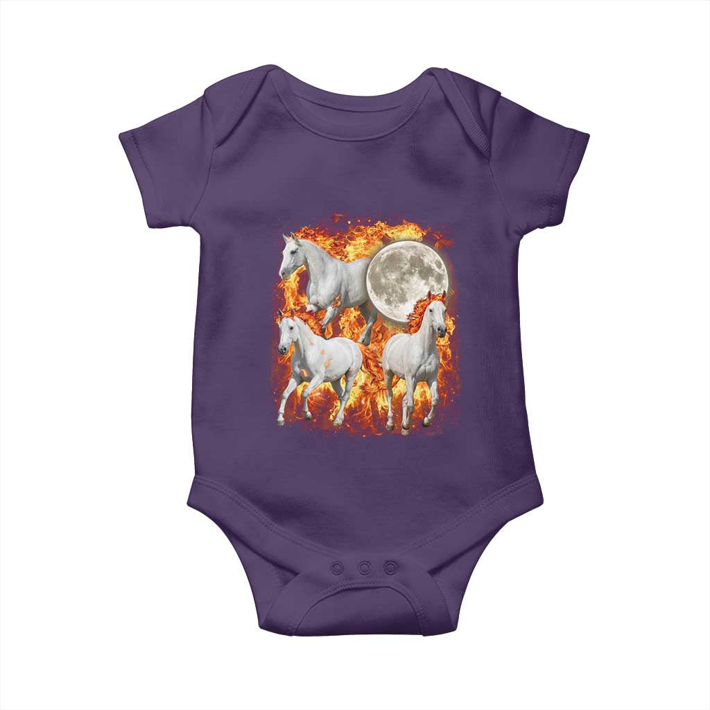 3 Fire Horses Moon Equestrian Baby Onesie Year Of The Fire Horse Joke TS11 Purple Print Your Wear