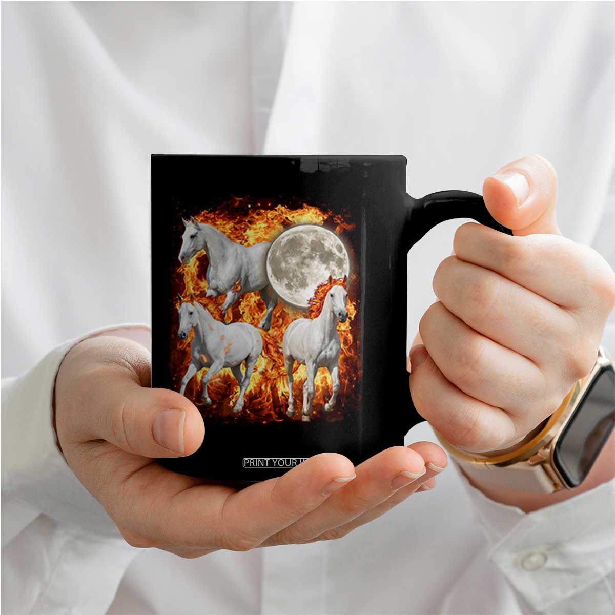 3 Fire Horses Moon Equestrian Coffee Mug Year Of The Fire Horse Joke TS11 Print Your Wear