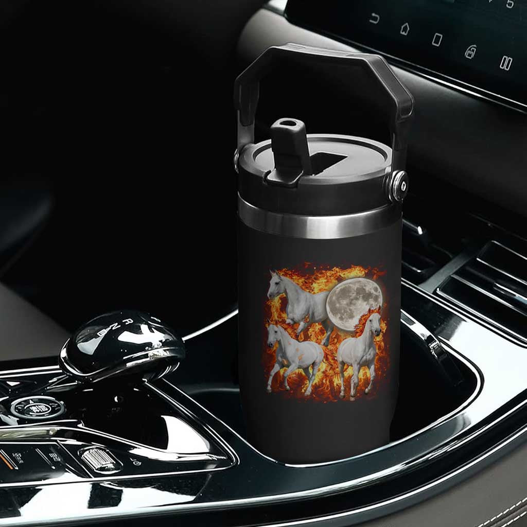 3 Fire Horses Moon Equestrian Flip Straw Tumbler Year Of The Fire Horse Joke TS11 Print Your Wear