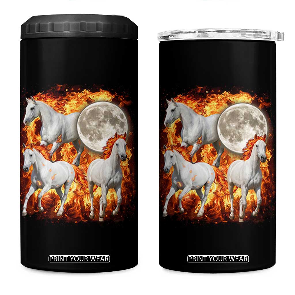 3 Fire Horses Moon Equestrian 4 in 1 Can Cooler Tumbler Year Of The Fire Horse Joke TS11 One Size: 16 oz Black Print Your Wear