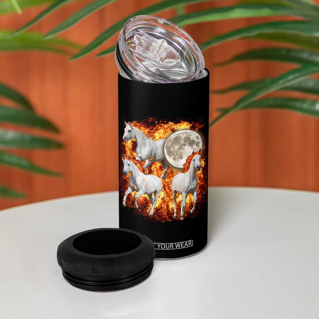 3 Fire Horses Moon Equestrian 4 in 1 Can Cooler Tumbler Year Of The Fire Horse Joke TS11 Print Your Wear