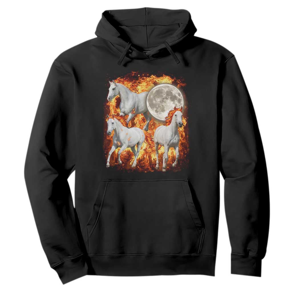 3 Fire Horses Moon Equestrian Hoodie Year Of The Fire Horse Joke TS11 Black Print Your Wear