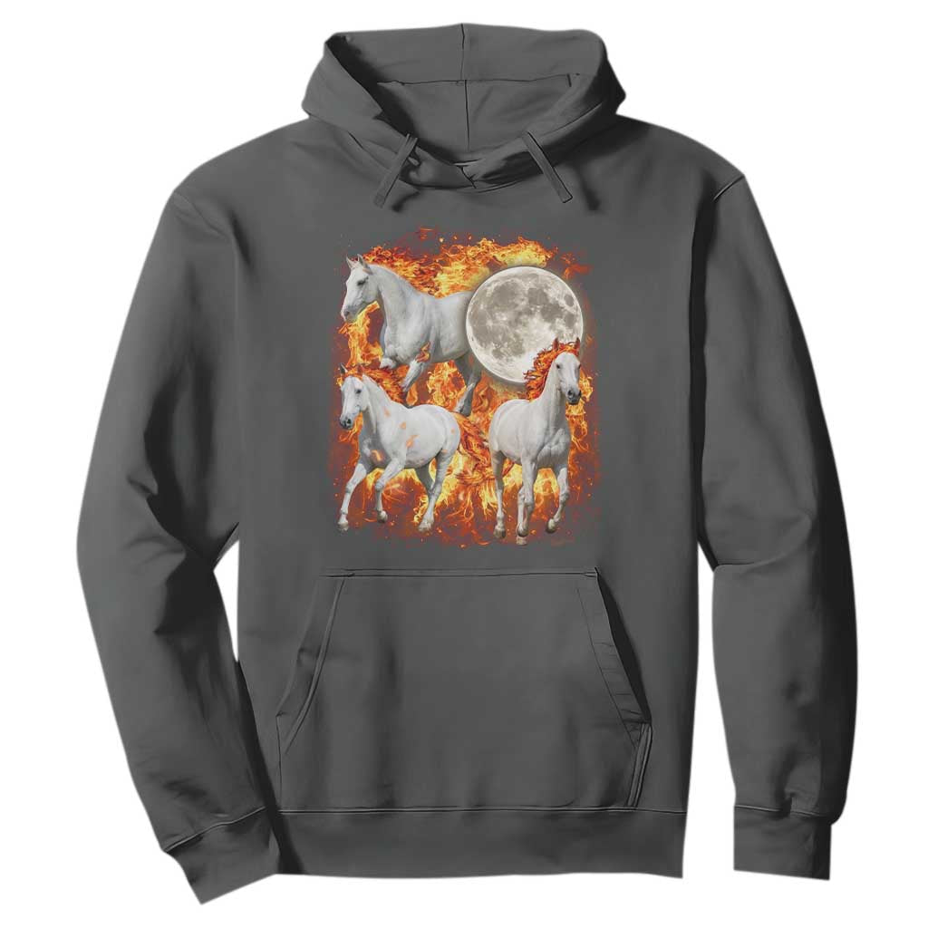 3 Fire Horses Moon Equestrian Hoodie Year Of The Fire Horse Joke TS11 Dark Heather Print Your Wear