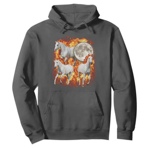 3 Fire Horses Moon Equestrian Hoodie Year Of The Fire Horse Joke TS11 Dark Heather Print Your Wear