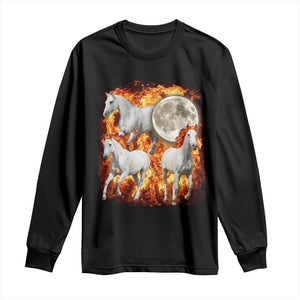 3 Fire Horses Moon Equestrian Long Sleeve Shirt Year Of The Fire Horse Joke TS11 Black Print Your Wear