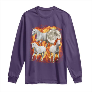 3 Fire Horses Moon Equestrian Long Sleeve Shirt Year Of The Fire Horse Joke TS11 Purple Print Your Wear