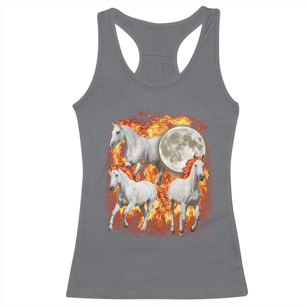 3 Fire Horses Moon Equestrian Racerback Tank Top Year Of The Fire Horse Joke TS11 Charcoal Print Your Wear