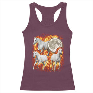 3 Fire Horses Moon Equestrian Racerback Tank Top Year Of The Fire Horse Joke TS11 Maroon Print Your Wear