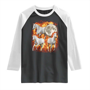 3 Fire Horses Moon Equestrian Raglan Shirt Year Of The Fire Horse Joke TS11 Black White Print Your Wear
