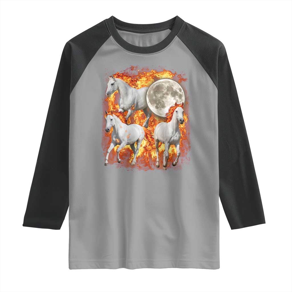 3 Fire Horses Moon Equestrian Raglan Shirt Year Of The Fire Horse Joke TS11 Sport Gray Black Print Your Wear