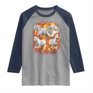3 Fire Horses Moon Equestrian Raglan Shirt Year Of The Fire Horse Joke TS11 Sport Gray Navy Print Your Wear