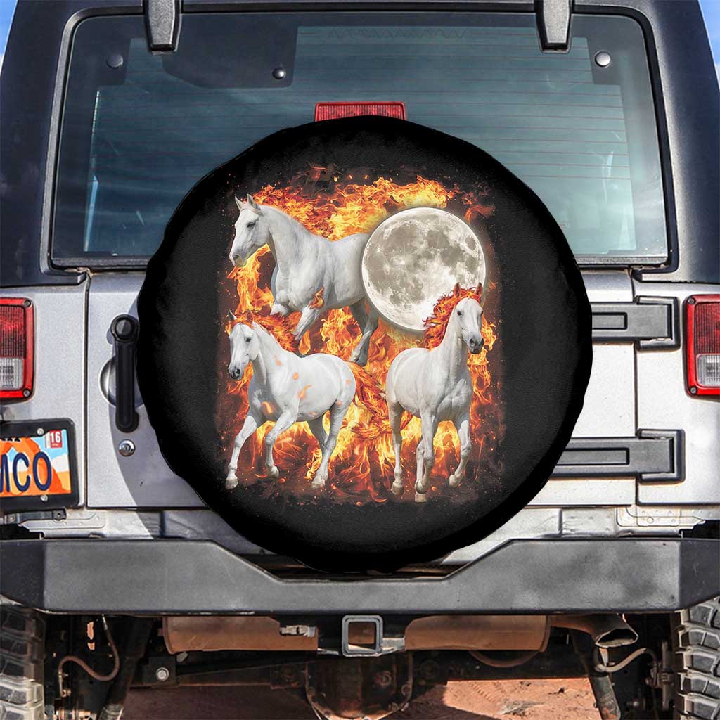 3 Fire Horses Moon Equestrian Spare Tire Cover Year Of The Fire Horse Joke TS11 No hole Black Print Your Wear