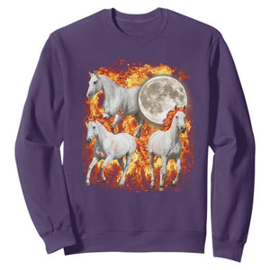 3 Fire Horses Moon Equestrian Sweatshirt Year Of The Fire Horse Joke TS11 Purple Print Your Wear