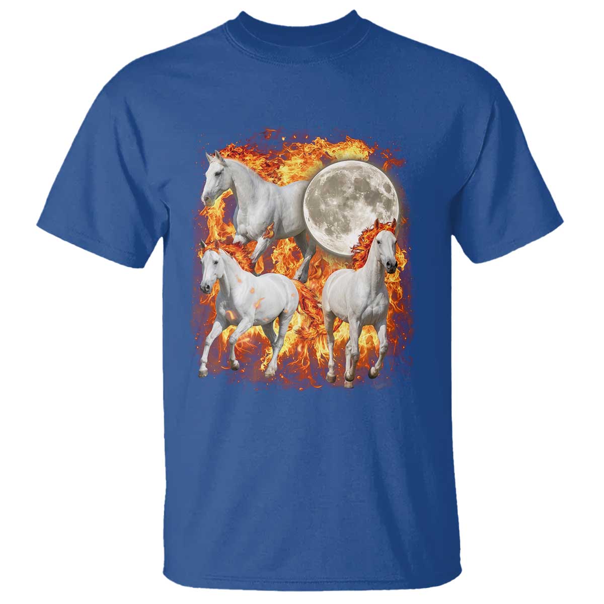 3 Fire Horses Moon Equestrian T Shirt Year Of The Fire Horse Joke TS11 Royal Blue Print Your Wear