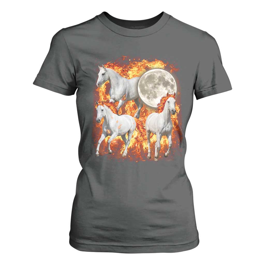 3 Fire Horses Moon Equestrian T Shirt For Women Year Of The Fire Horse Joke TS11 Dark Heather Print Your Wear