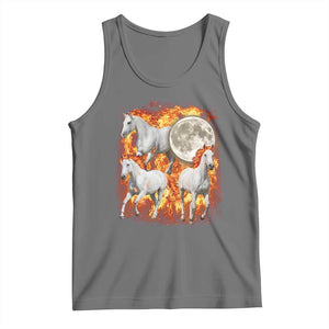 3 Fire Horses Moon Equestrian Tank Top Year Of The Fire Horse Joke TS11 Black Heather Print Your Wear
