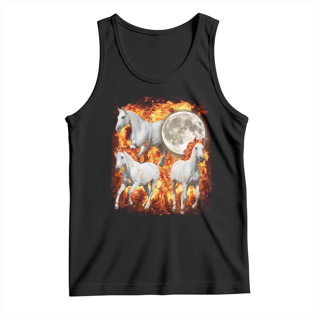 3 Fire Horses Moon Equestrian Tank Top Year Of The Fire Horse Joke TS11 Black Print Your Wear