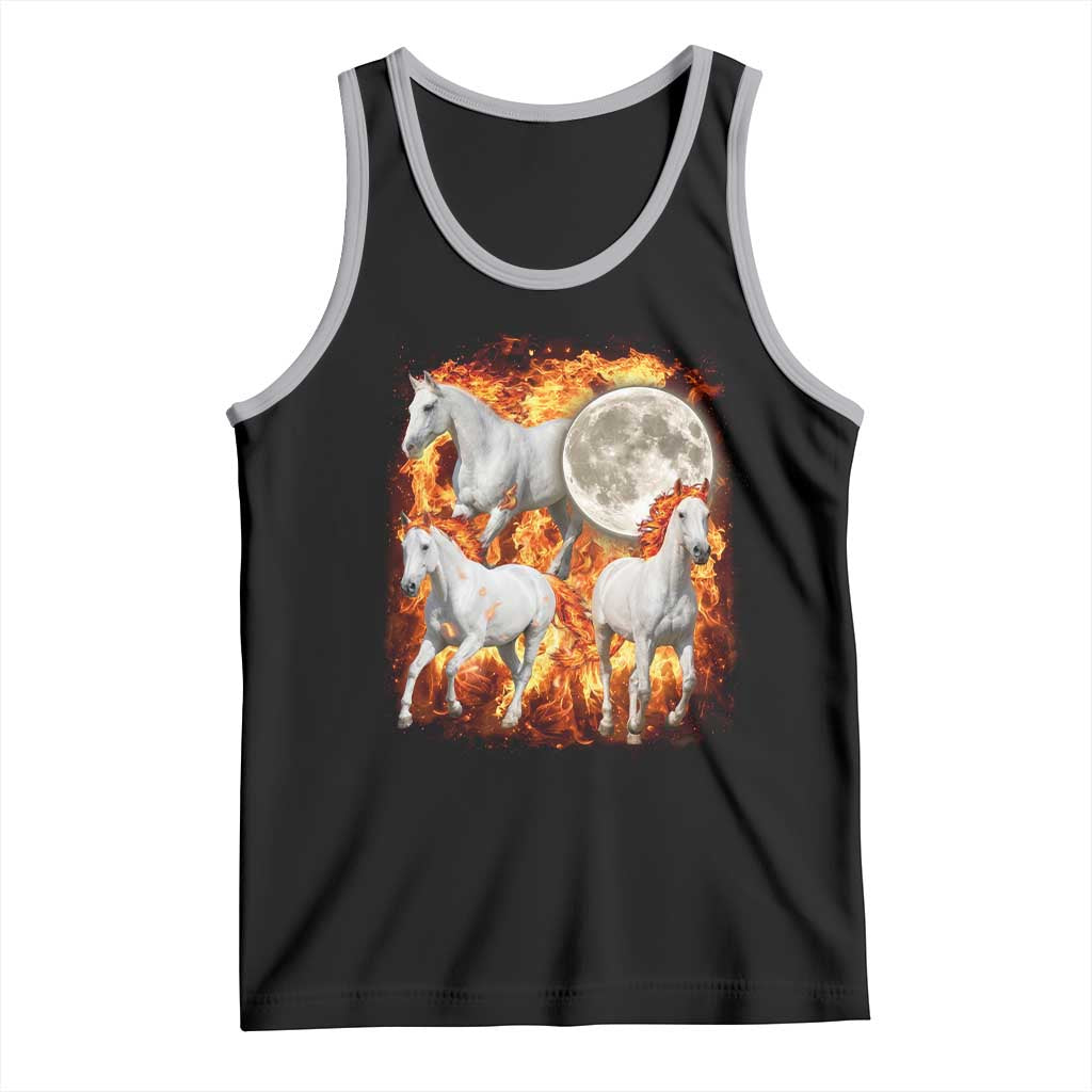 3 Fire Horses Moon Equestrian Tank Top Year Of The Fire Horse Joke TS11 Black Athletic Heather Print Your Wear