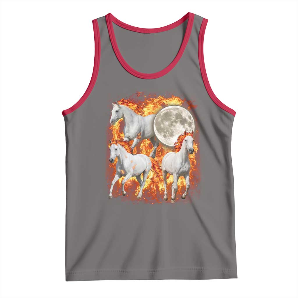3 Fire Horses Moon Equestrian Tank Top Year Of The Fire Horse Joke TS11 Deep Heather Red Print Your Wear