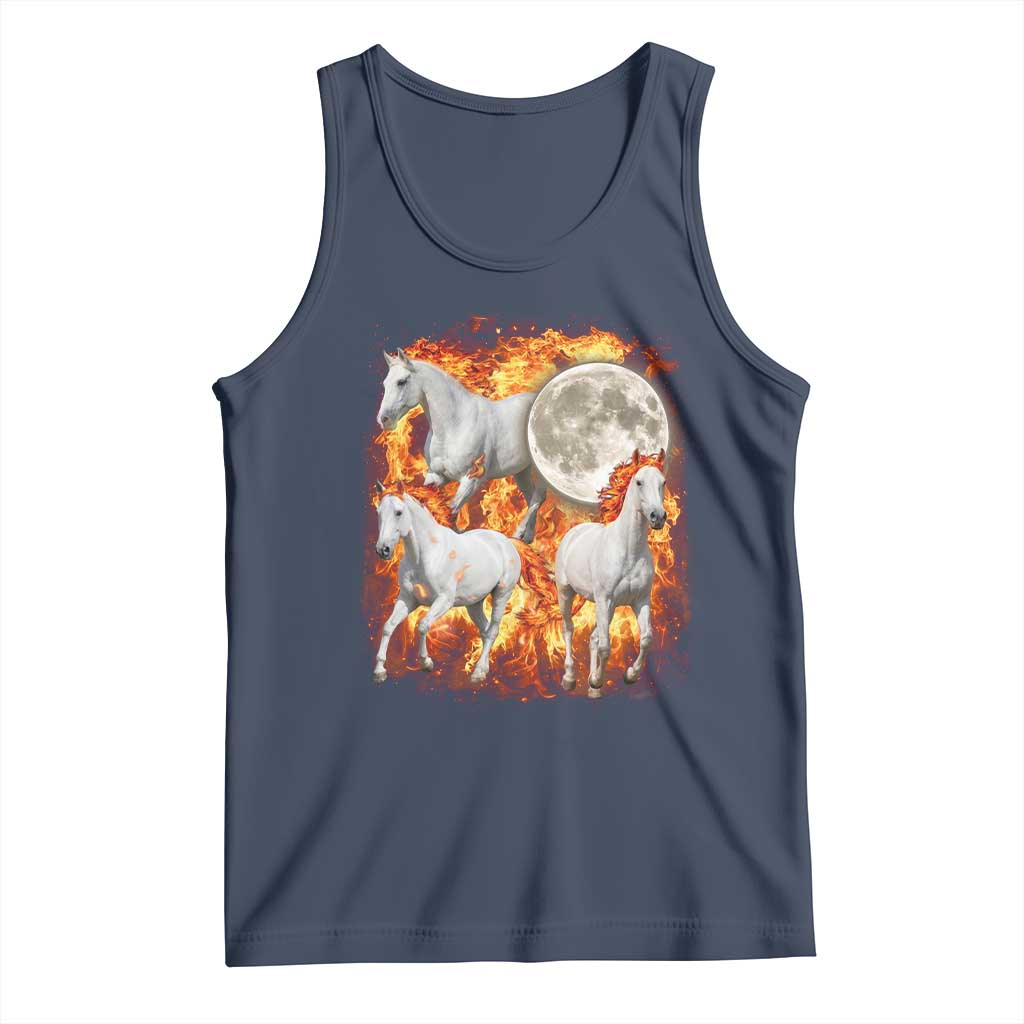3 Fire Horses Moon Equestrian Tank Top Year Of The Fire Horse Joke TS11 Navy Print Your Wear