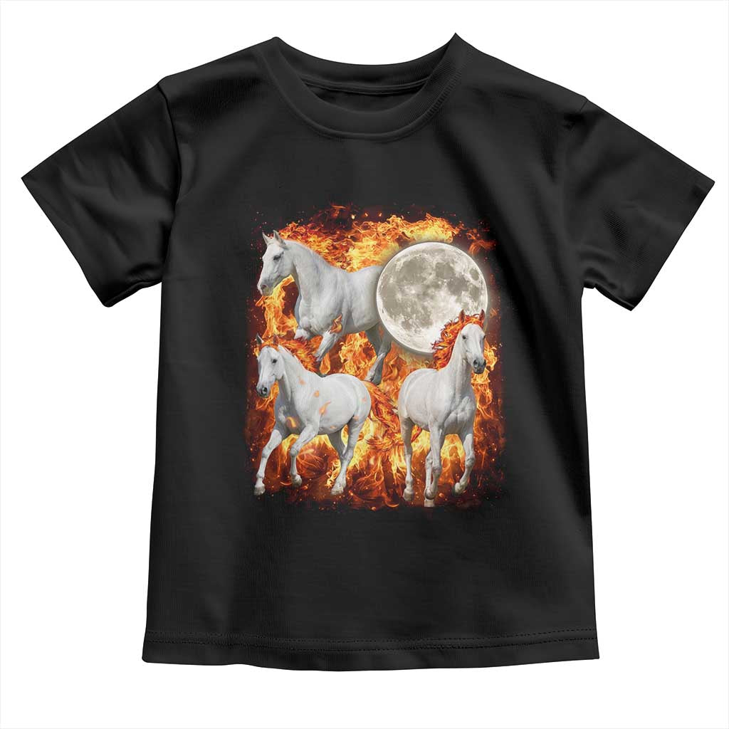 3 Fire Horses Moon Equestrian Toddler T Shirt Year Of The Fire Horse Joke TS11 Black Print Your Wear